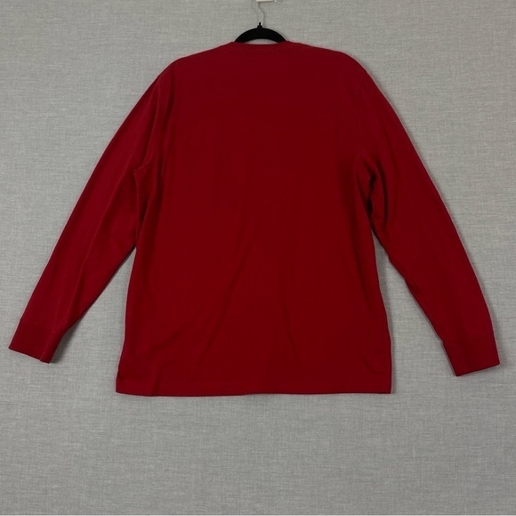 Eddie Bauer Long Sleeve T Shirt Mens Large Red Cotton Crew Neck Tee Banded Cuffs - Picture 2 of 8